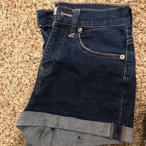 High rise denim shorts